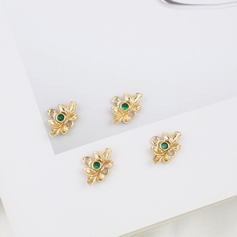 Copper Lotus Zircon Pendant Tassel Hairpin Accessory 10x15mm