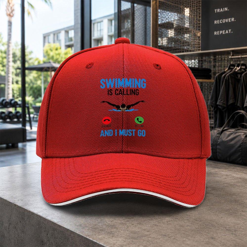 1pc Minimalist Swimmingthemed Printed Sandwich Baseball Cap Unisex Simple Lightweight And Adjustable Outdoor Duckbill Cap