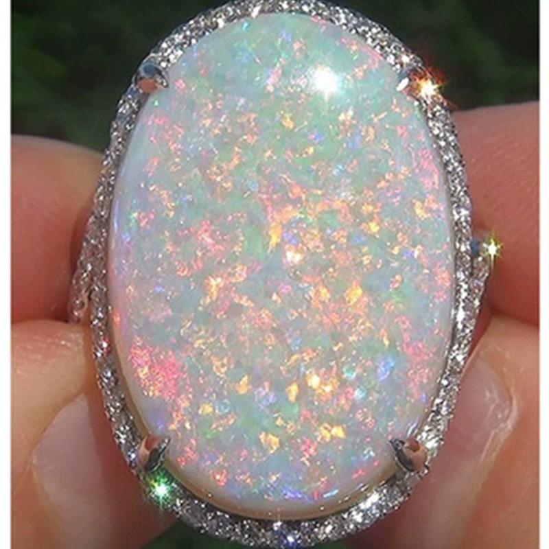 Chenrui Fashion Geometric Opal Ring for Ladies