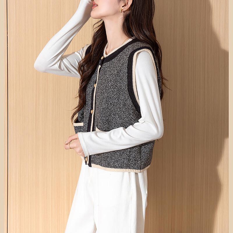 TonLion Women's Round Neck Sleeveless Cardigan Vest