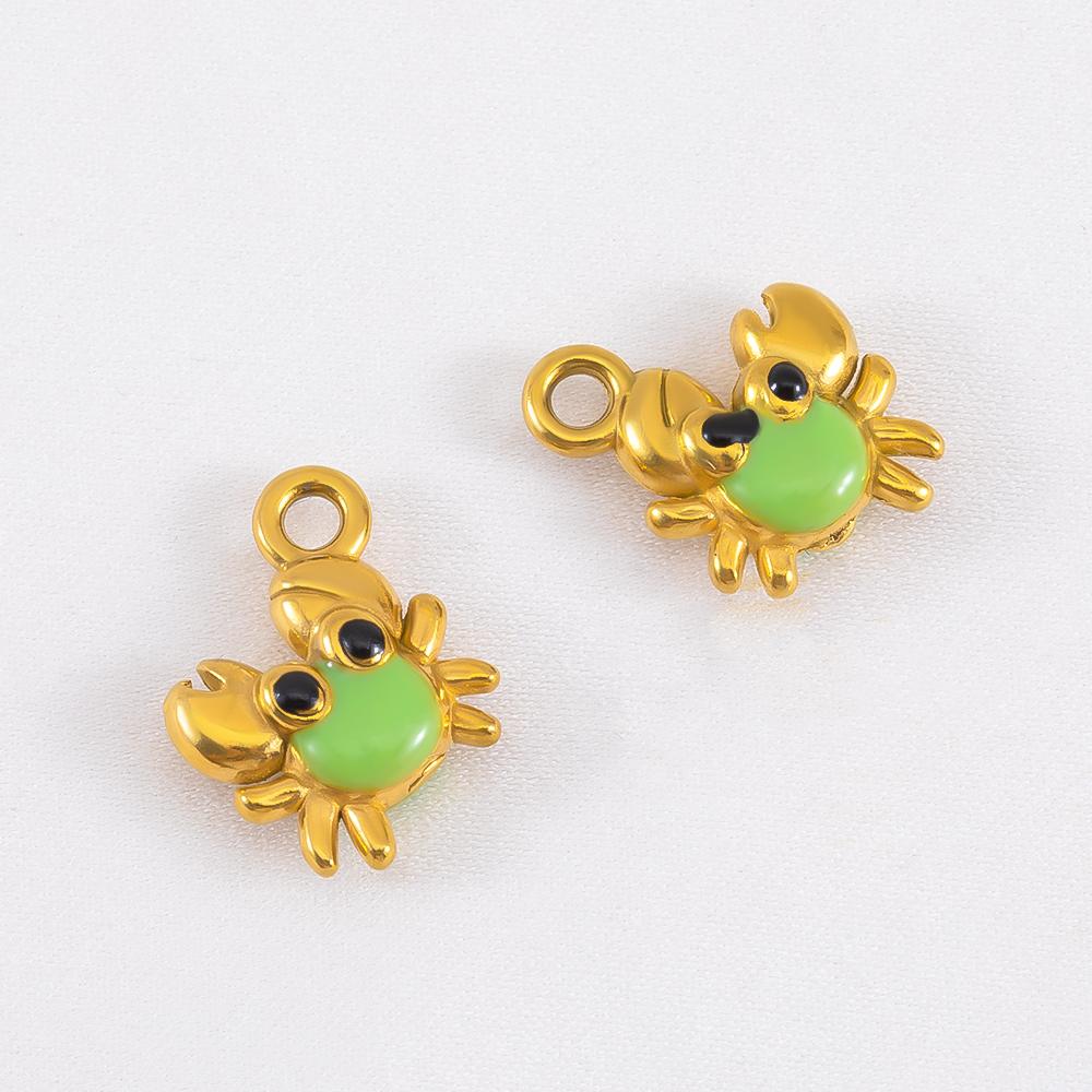 2pcs Cute Dripping Oil Crab Pendant Stainless Steel DIY Keychain Necklace Bracelet Accessories Trend Jewelry Making Accessories