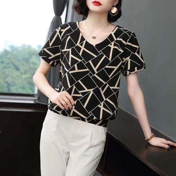 YYFS Women's Fashion Casual Summer Spring Short Sleeve V-Neck Blouses & Shirts
