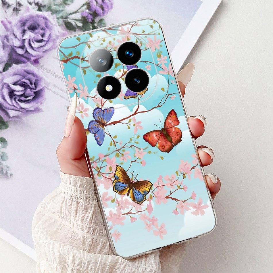 For Xiaomi Redmi Note 14 Pro+ Elegant Floral Butterfly Phone Case For Redmi Note14 Pro Plus 5G Soft Silicone TPU Cases