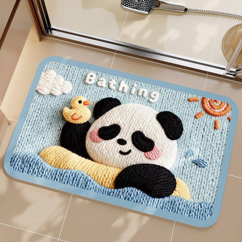 Diatom Mud Non-slip Bathroom Floor Mat - Cartoon Design, Easy Care, Water Absorbent