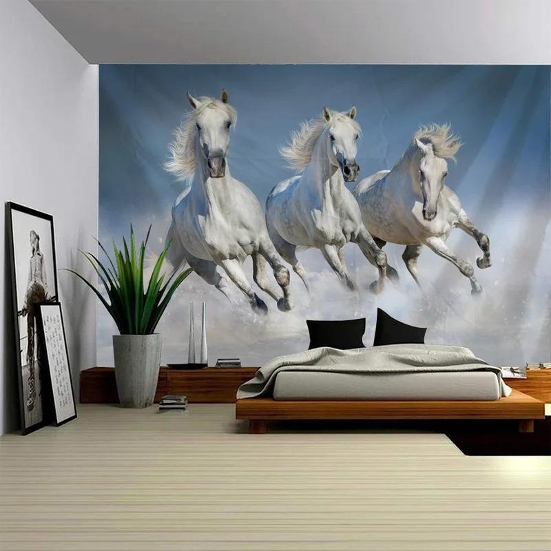 VIKAMA Mandala Tapestry 3D Horse Visual Illusion Large Geometric Wall Hanging Bohemian Hippie Home Art Decor for Bedroom
