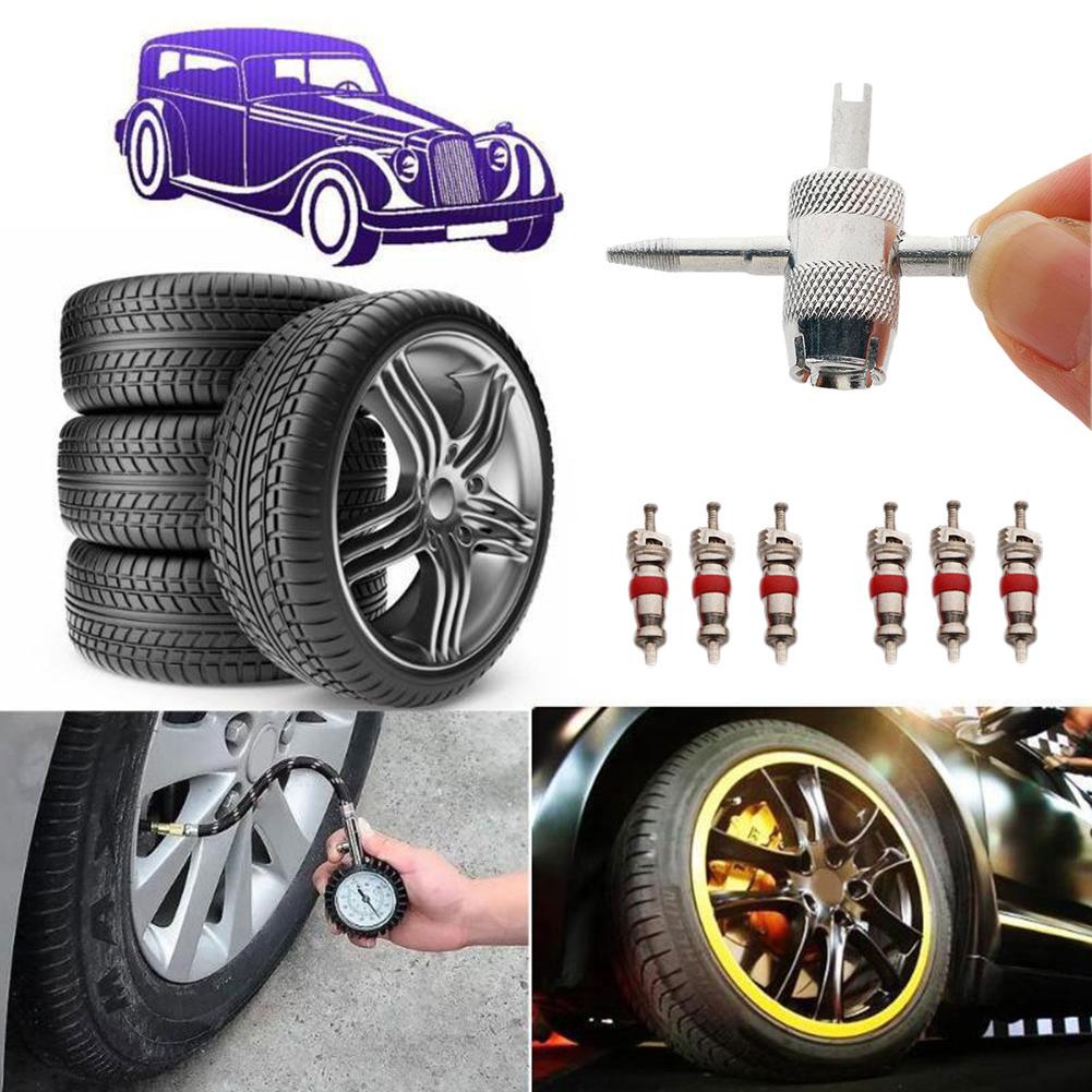 1set Automobile Tire Valve Core Wrench Set Four In One Valve Stem Repair, Installation And Removal Tool Cleaning Tool
