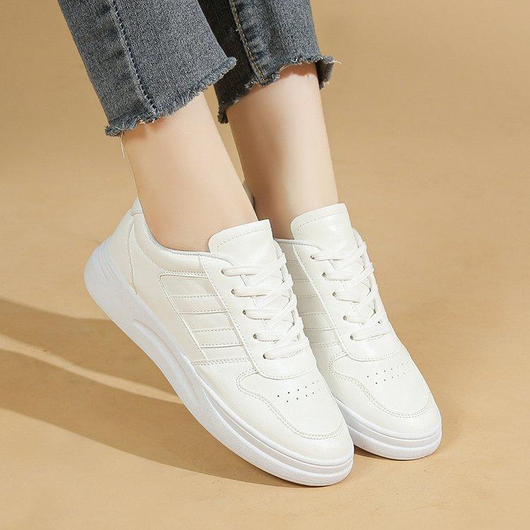 Little White Shoes New Thick-soled Heightening Low-top Casual Sports Shoes Round Head Lace-up Student Board Shoes Women