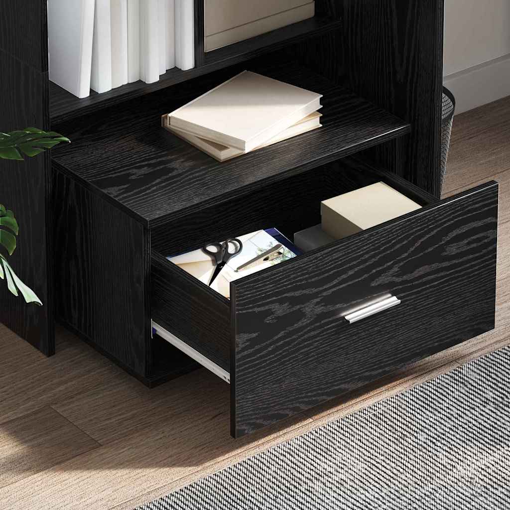 Drawer Cabinet with Wheels Black Oak Effect 55 x 45 x 31 cm