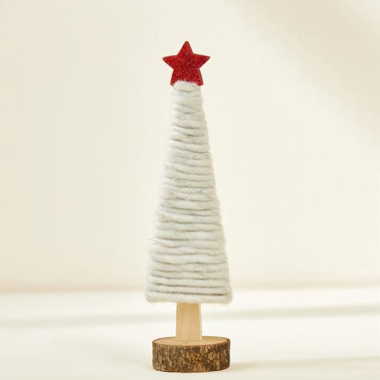 Yousheng Christmas Tabletop Decoration Plush Wool Felt Reindeer Santa Tree Figurine with Wooden Base for Winter Tiered Tray Mantel Decor