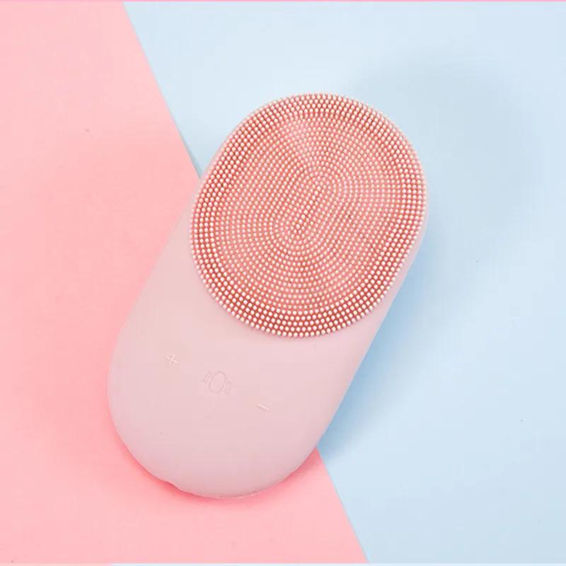 Face Exfoliating Electric Facial Cleaner Silicon Scrub Pore Cleaner Spin Sonic Facial Cleansing Brush Usb Recharge розовый