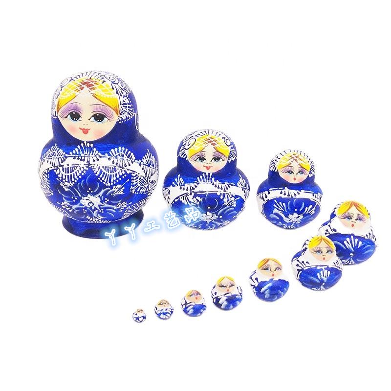 

Blue & White Porcelain Russian Nesting Dolls: Ten-Layer Wooden Toy & Home Decor Gift