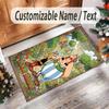Personalized Crystal Velvet Carpet Custom Name Text,Asterix & Obelix Anti Slip Area Rug For Home Decoration
