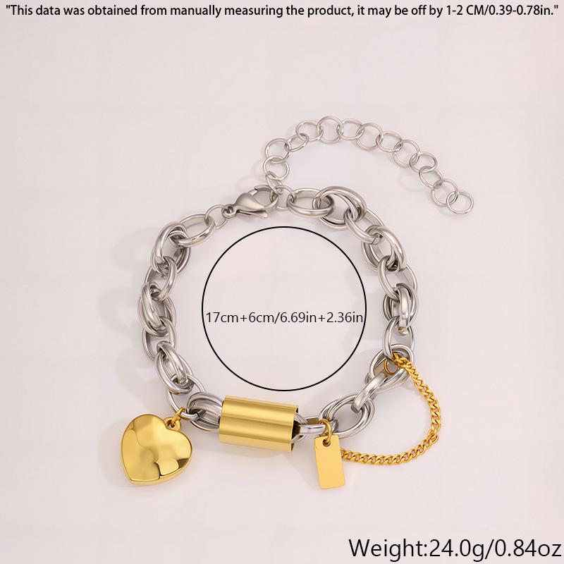 Elegantní Titanová Ocelová Pár Bracelet Srdce - Unisex, Luxusní Design, Univerzální a Stylový