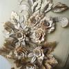 Rhinestone Embroidery Sew Patch 3D Flowers Lace Appliques Appliques Wedding Gown Appliques