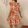 Summer Women Loose Round Neck Short Sleeve Print Dress