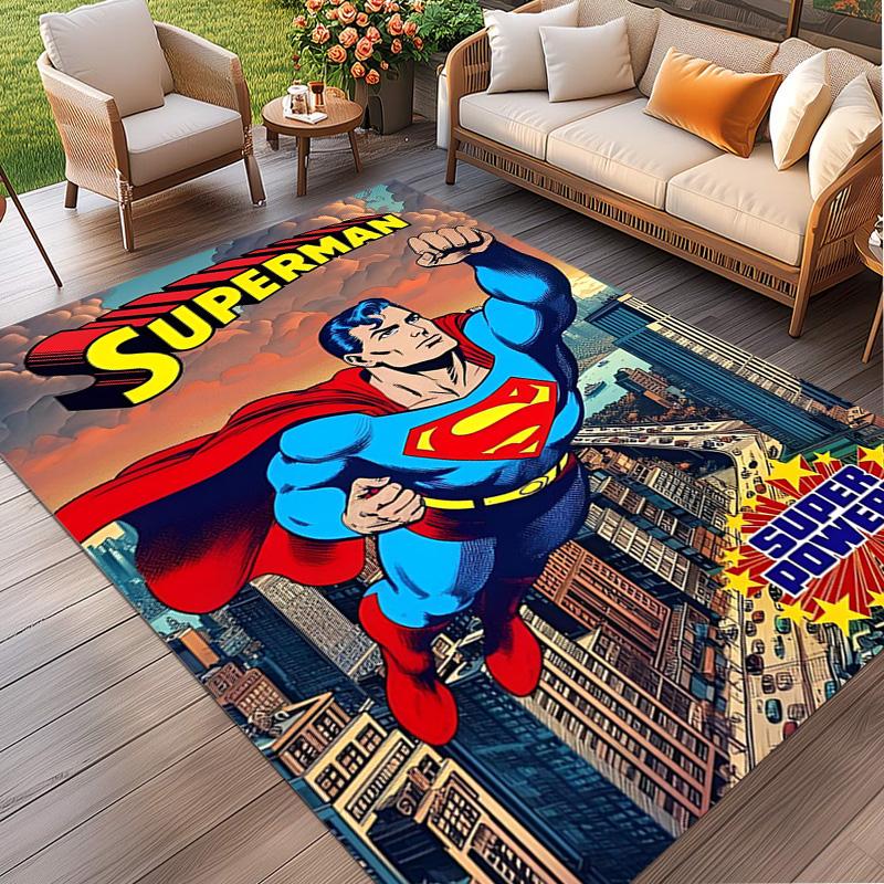 Superman Print Rug, Washable Floor Carpet, For Entryway Dorm Laundry Room Office Study, Home Decor Birthday Christmas Gift