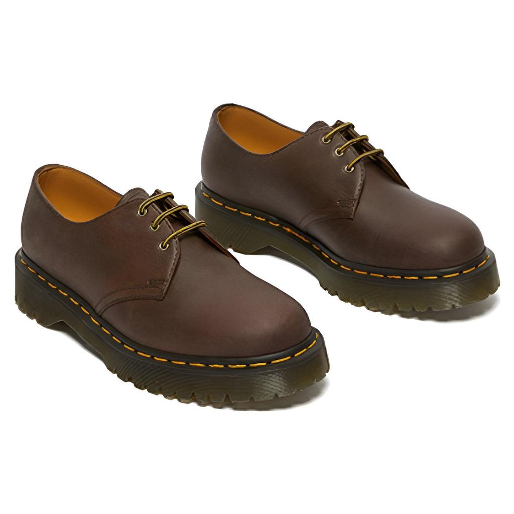Dr. Martens 1461 Bex Series Leather Crazy Horse 3-Hole Low Top Thick Sole Shoes Unisex Shoes Dark-Brown 27899201