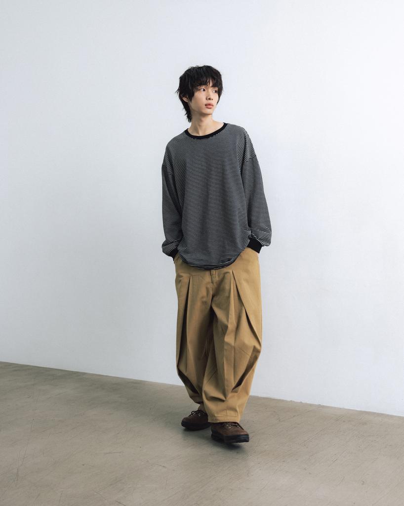 ANGLAN Long Tuck Wing Balloon Pants - Beige