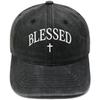 BLESSED Cross Embroidery Baseball Cap Washed Retro Daddy Hat European and American Men's and Women's Casual Sun Hat