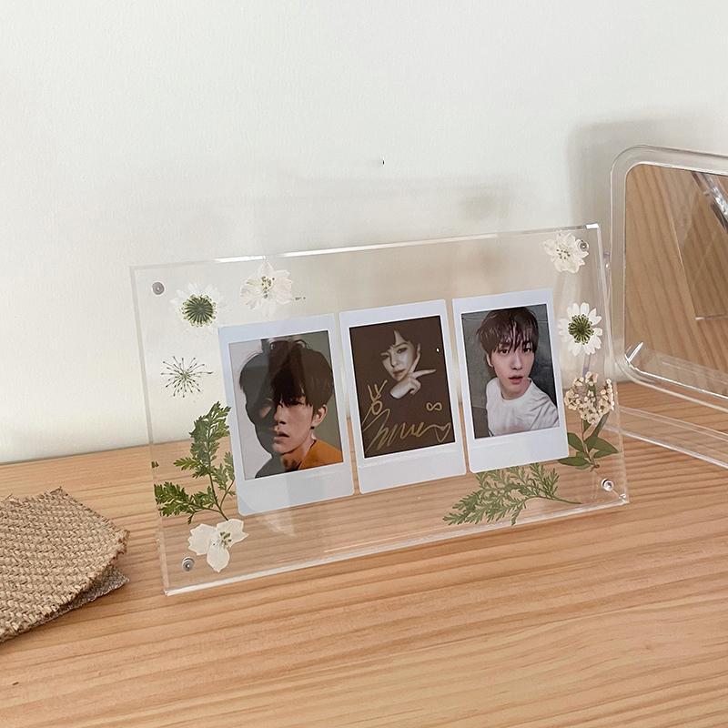 Marco de Fotos Acrílico Transparente Magnético de Doble Cara Soporte para Fotocard de Ídolo Adorno de Escritorio Cadre Photo