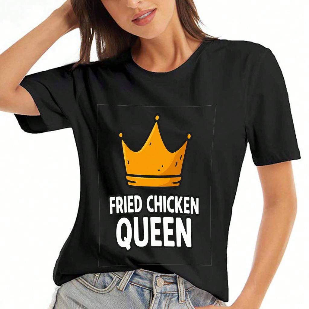 Fried Chicken Lover Unisex Cotton T Shirt, Pure Cotton Premium Print, Durable, Casual And Fashionable. I'm With The Fried Chicken Graphic Design Tee F