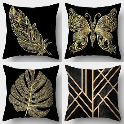 Light Luxury  Fashion Black Gold Pattern Pillowcase Creative  Living Room Sofa Bedroom Home Decoration