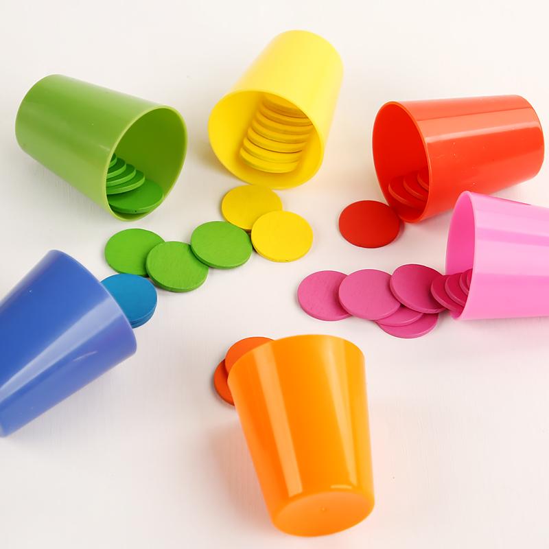 Jocul Copiilor cu Păhărele Suprapuse Distractiv Clasificare pe Culori Antrenament Gândire Logică Potrivire Joc de Masă Jucării Educaționale Pentru Copii