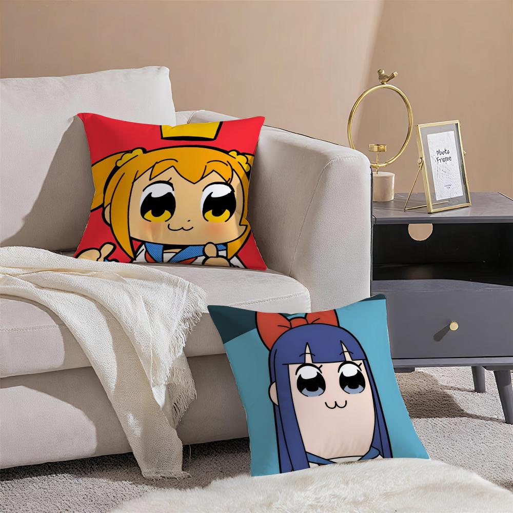 Cute Anime PPop Team Epic Cushion Cover Pillowcase Short Plush Invisible zipper Room Sofa Cushion Cover