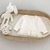 Trendy Baby Girl Lace Spliced Jacquard Cardigan Long Sleeve Knit Coat Stylish Outerwear