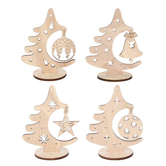 Xmas Tree Cutout Ornament Wooden Tree Ornament with Cut-out Patterns Hanging Pendant Freestanding Christmas Tree Centerpiece for Table Mantel