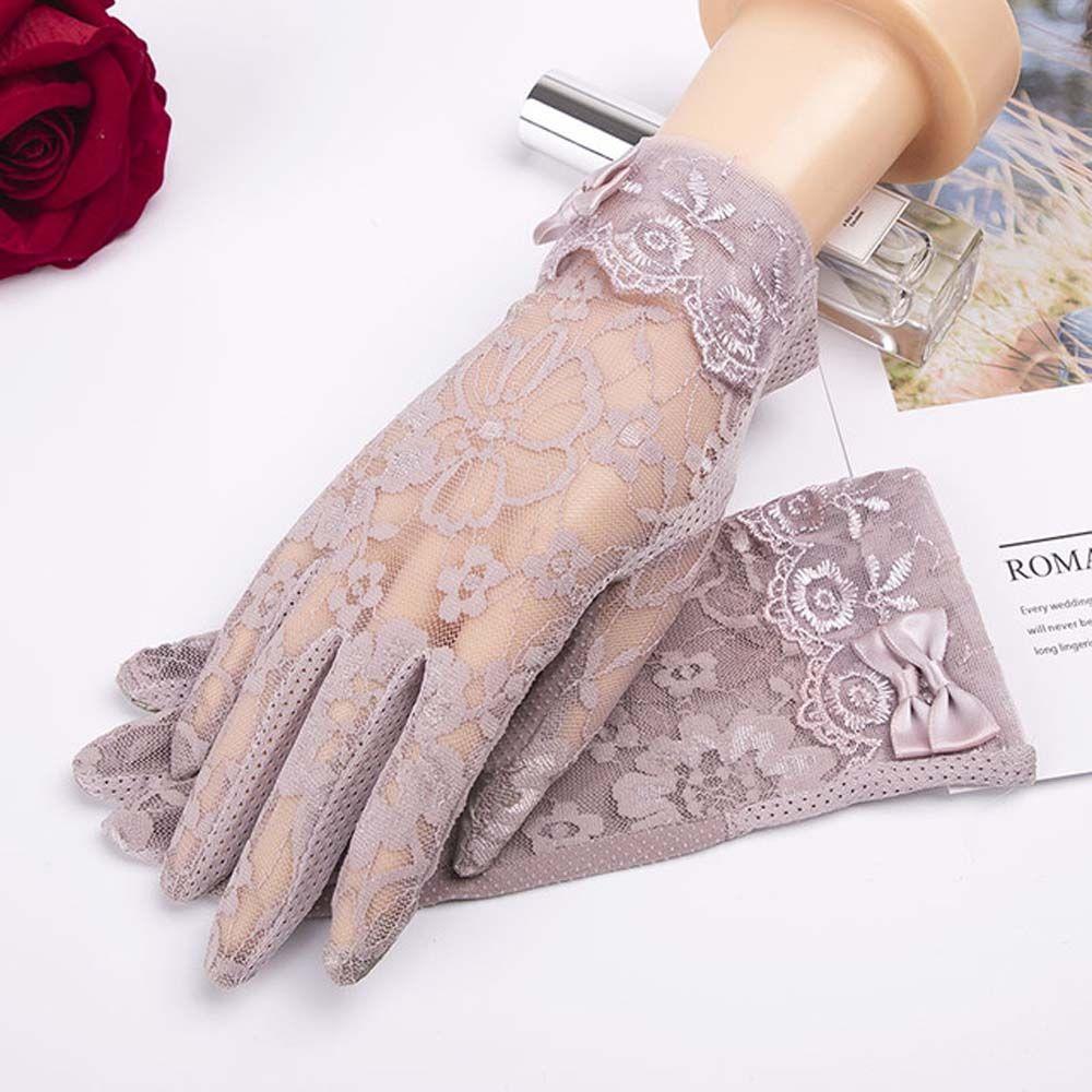 Driving Flower Lace Summer Lady Five Fingers Mitts Lace Mitten Thin Gloves  Mittens