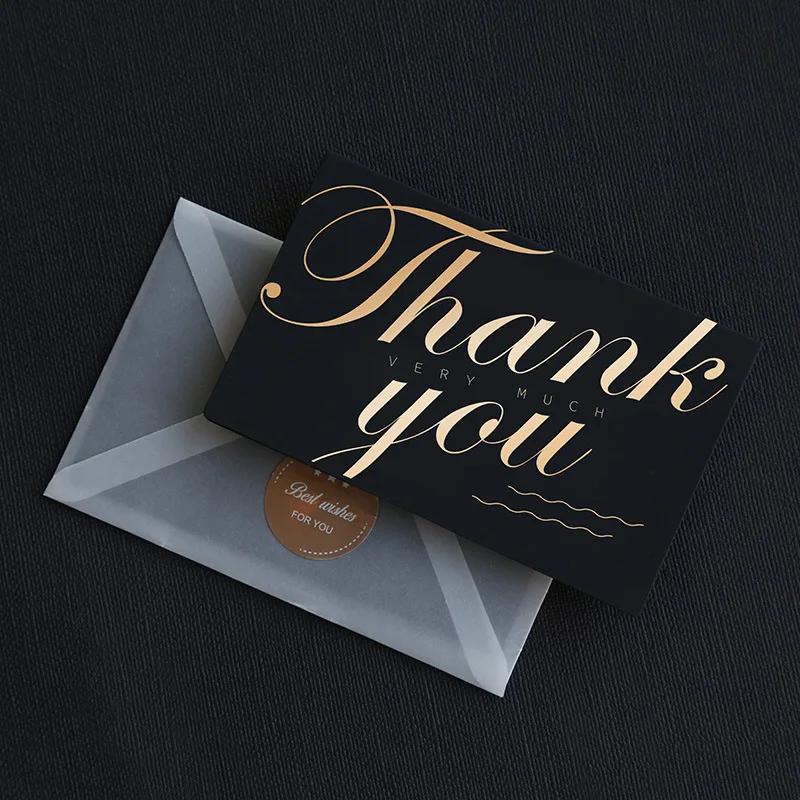 

Black Birthday Greeting Card Bronzing Invitations Postcard Wishes Blessing Message Cards Small Card Blank with Envelope