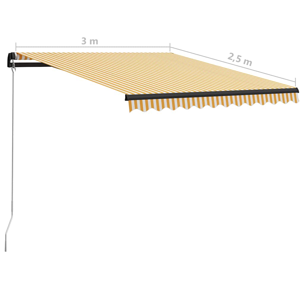 Manual Retractable Awning with LED Lights 300x250 cm Yellow & White