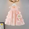 Fashion Kids Girls Tulle Mesh Sleeveless Tank Dress Cute Children Casual Outdoor Skirt Dress For Little Girls Daily Outfit