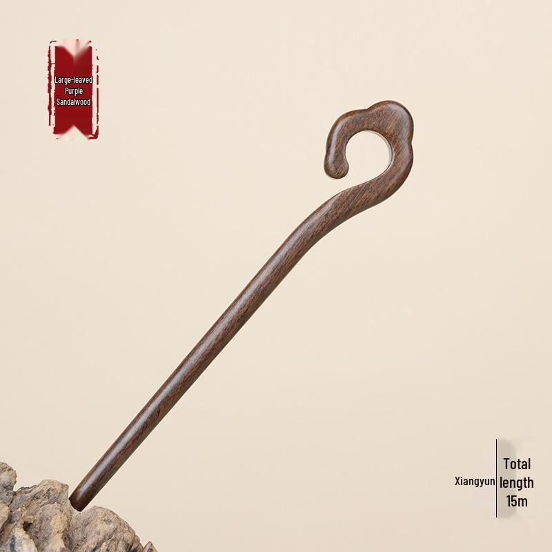 High-End Natural Ebony Wood Hairpin - Extended Chinese Ancient Style Black Hair Bun Accessory