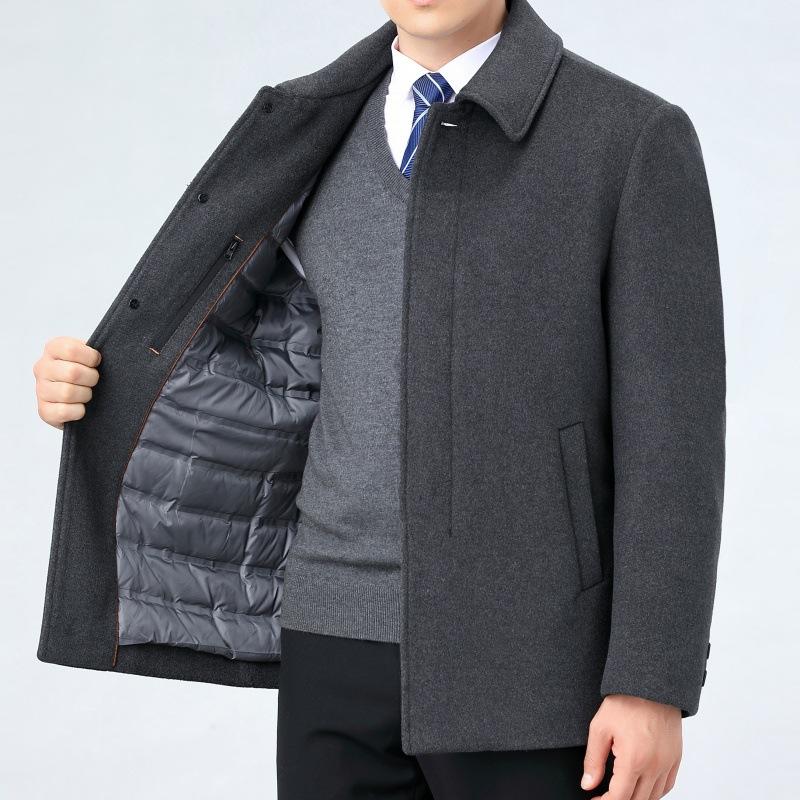 Revers Kaschmirjacke Herren mittellanger High-End-Casual-Business-Wollmantel Winter neuer Wollmantel mittleren Alters