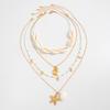 4pcs Set Bohemia Shell Conch Starfish Pendant Layering Imitation Pearl Necklace for Women Beach Vacation Stackable Jewelry Sets