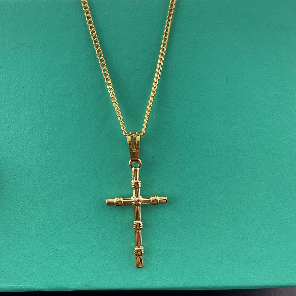 24K Gold Necklace Religious Faith Cross Pendant Necklace for Women & Men Jewelry Gifts