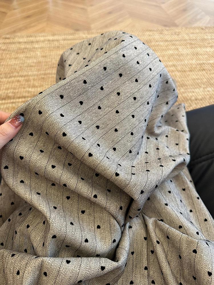 Women's Summer 2025 Khaki Polka Dot Wide-Leg Trousers