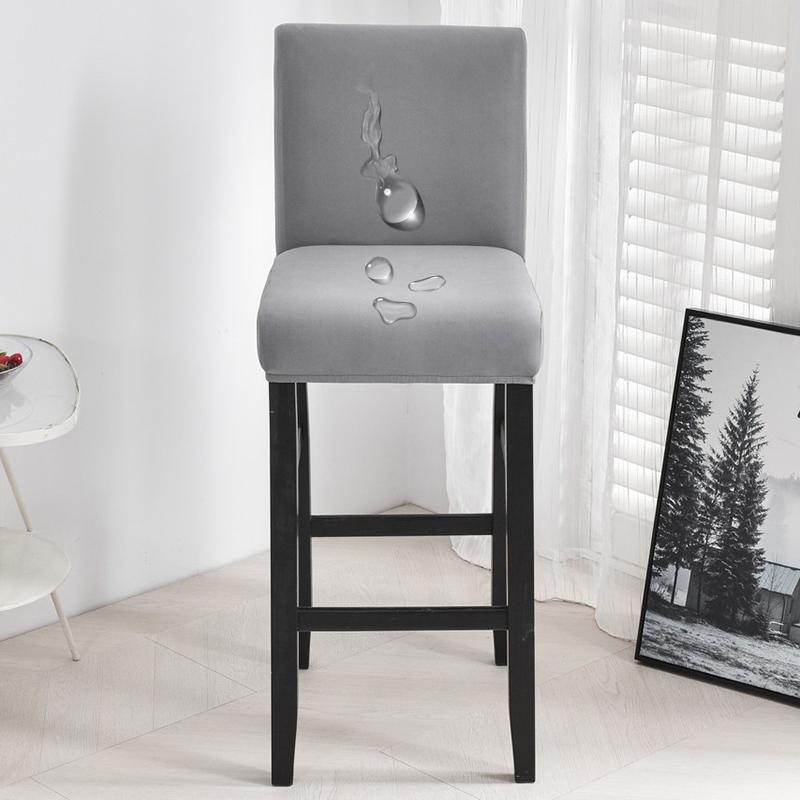 Waterproof Short Back Bar Chair Cover Solid color Stretch Swivel Chair Cover Stretch Small Size Bar Stool Seat Covers for Hotel Banquet Dinin