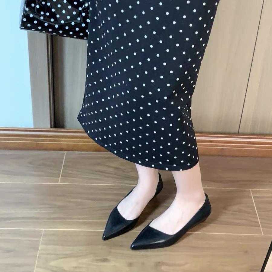 Cowhide Version~ Minimalist Style Pointed Head Shallow Mouth Side Empty Single Shoes Women's 2025 New Summer and Autumn Versatile Low-heeled Commut