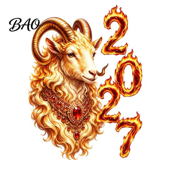 Lunar New Year Glass Decor Chinese Window Sticker, 2027 Goat Static Clings, Golden Animal Art Decoration Reusable Xmas for Home Shop Flame Pattern