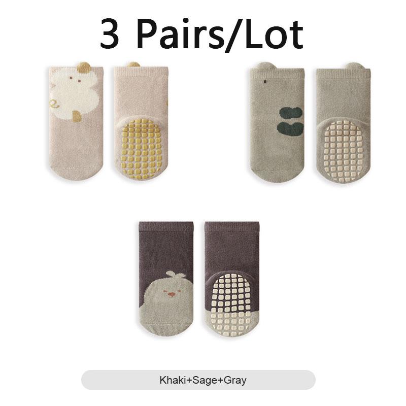 3 Pairs/Lot Baby Floor Socks Winter Thick Warm Kids Tube Sock Indoor Non-Slip Glue Toddler Socks For Boys And Girls
