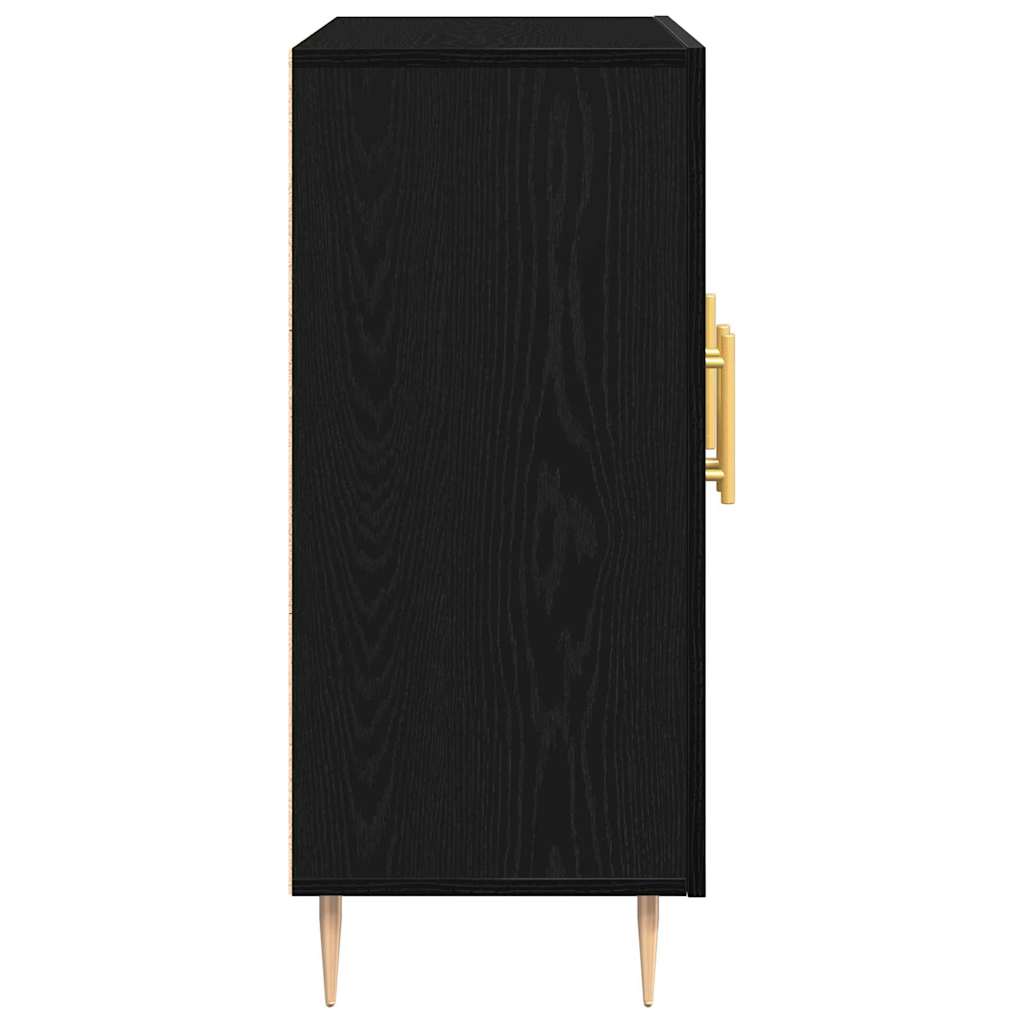 Sideboard Black Oak Effect 90 X 34 X 80 Cm Engineered Wood