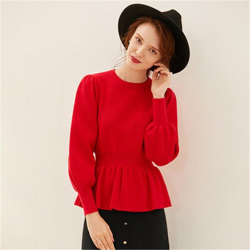 Женский повседневный свитер осень-зима корейский стиль милый вязаный пуловер принцессы с круглым вырезом ярких цветов тонкий пуловер джемперы One Size 2869₽