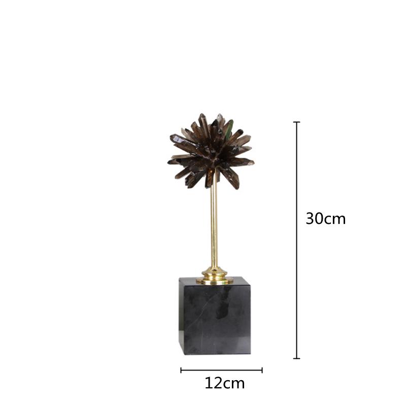 Black Crystal Handicraft Natural Crystal Artificial Flower Metal Figurine Decorative Figurines Home Decoration Accessories