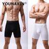 Men's Panties Long Leg Boxer Briefs Ice silk Underwear Shorts Breathable Mesh U-convex Underpants S M L XL