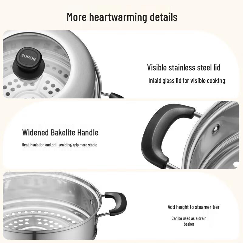 Supor Stainless Steel Double-Layer Steamer & Soup Pot