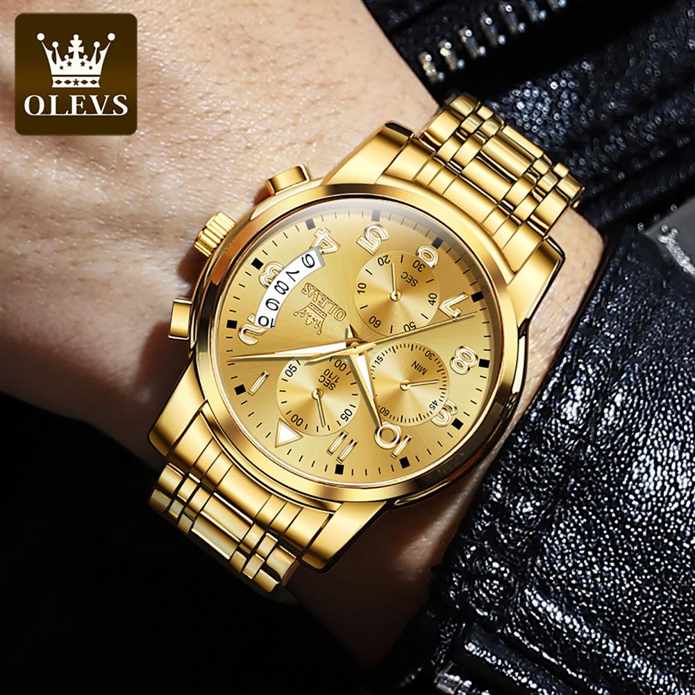 OLEVS 2879 Dropshipping Quartz Watch Stainless Steel Band Diamond Auto Date Concise Business Multifunction Watch Men