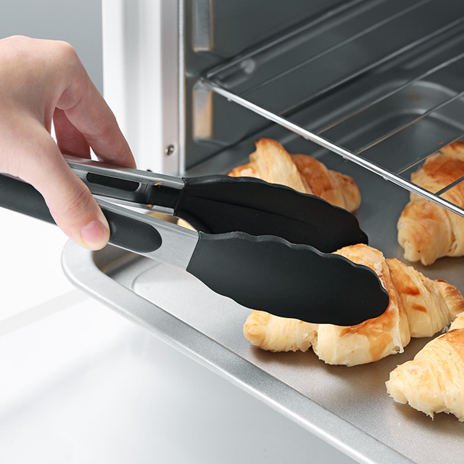 

Kitchen Tongs Stainless Steel Anti slip Food Tongs Outdoor BBQ Clamps Silicone Kitchen BBQ Tong for Plating Grill Frying Cooking CN